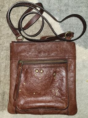 Fossil Brown Leather Studded Crossbody